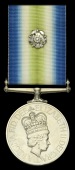 The South Atlantic medal awarded to Petty Officer V. J. ‘Pincher’ Martin, Royal Navy, who was an Electronic...