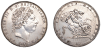 George III (1760-1820), New coinage, Crown, 1818, edge lix (ESC 2009; S 3787). Cleaned, otherwise good very fine	...