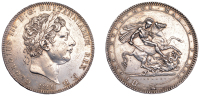 George III (1760-1820), New coinage, Crown, 1820, edge lx (ESC 2016; S 3787). Harshly cleaned, otherwise good very...