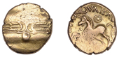 British Iron Age, TRINOVANTES, Dubnovellaunos (c. 5 BC - AD 10), gold Stater, Branch [A] type, wreath, outline...