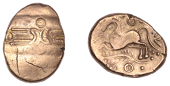 British Iron Age, TRINOVANTES, Dubnovellaunos (c. 5 BC - AD 10), gold Stater, Branch [II] type, wreath, outline...