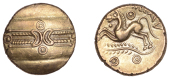 British Iron Age, TRINOVANTES, Dubnovellaunos (c. 5 BC - AD 10), gold Stater, Branch [II] type, wreath, outline...