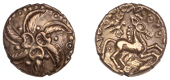 British Iron Age, CATUVELLAUNI, Addedomaros (c. 45-25 BC), gold Stater, Spiral type, six-armed wreath spiral, three...