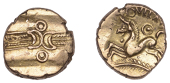 British Iron Age, TRINOVANTES, Dubnovellaunos (c. 5 BC - AD 10), gold Stater, Branch [A] type, wreath, outline...