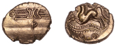 British Iron Age, TRINOVANTES, Dubnovellaunos (c. 5 BC - AD 10), gold Stater, Branch [II] type, wreath, outline...