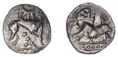 British Iron Age, ICENI, Uninscribed issues, silver Unit, Norfolk Boar Star type, stylised boar right, pellet on...