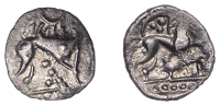 British Iron Age, ICENI, Uninscribed issues, silver Unit, Norfolk Boar Star type, stylised boar right, pellet on...