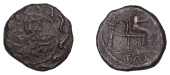 British Iron Age, CATUVELLAUNI, Tasciovanus (c. 25 BC - AD 10), bronze Unit, Wine Cup type, four petal flower,...