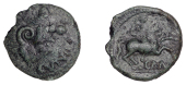 British Iron Age, CATUVELLAUNI and TRINOVANTES, Cunobelin (c. AD 8-41), bronze Unit, Jupiter Warrior type, bearded...