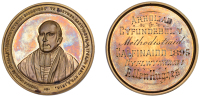 Calvinistic Methodist Union, 1895, a 9ct gold medal by Thomas Ottley, bust of Thomas Charles of Bala three-quarters...