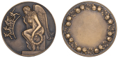 FRANCE, Victoire [Victory], c. 1930, an Art Déco bronze award medal by C.-L. Mascaux for Arthus-Bertrand, winged...