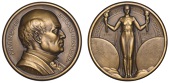 FRANCE, Centenaire de La Revue des Deux Mondes, 1929, an Art Déco bronze medal by L.-G. Bazor, bust of François...