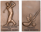 FRANCE, Joueur de Golf, 1936, a bronze award plaque by P.-A. Morlon, male golfer having just taken a swing with his...