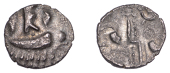 British Iron Age, DUROTRIGES, Uninscribed issues, silver Quarter-Stater, Duro Boat Dots type, ‘three men in a...