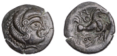 Continental Iron Age, ARMORICA, Coriosolites, billon Stater, class II, Ogmios and V-Boar type, head of Armorican...