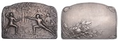 FRANCE, Escrime [Fencing], 1903, a silver award plaque by M.-A.-L. Coudray, two male fencers engaged in a contest in...