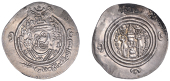 Arab-Sasanian, ‘Atiya b. al-Aswad, Drachm, klman-gy (Jiroft) 72h, 4.11g/4h (Malek 706; A 28; ICV 29). Some...