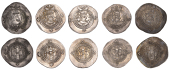 Arab-Sasanian, Ubayd Allah ibn Ziyad, Basra, 62h, 4.02g/12h; together with similar (4), including Khosrow II,...