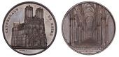 FRANCE, Cathedrale de Reims [Reims Cathedral], 1859, a copper medal by J. Wiener, front elevation of the cathedral...