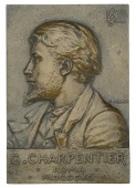 FRANCE, Gustave Charpentier, 1890, a uniface cast bronze plaque by F.-C.-V. de Vernon, bust left, 173 x 120mm,...