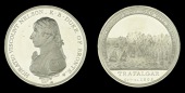 Matthew Boulton’s Medal for Trafalgar 1805, white metal, contained in original metal shells, nearly extremely...