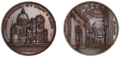 BELGIUM, Cathédrale de St Aubain, Namur [St Aubain Cathedral], 1846, a copper medal by J. Wiener, front elevation...