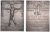 BELGIUM, Openbaar Ondewys der Stad Ghent [Public Education of the City of Ghent], 1922, an Art Déco plated bronze...