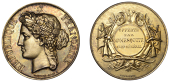 FRANCE, La République, 1860 [struck 1880+], a silver-gilt award medal by A. Vauthier-Galle and C.-J.-M. Degeorge,...