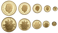 Charles III (2022-     ), Proof Fifty Pounds to Fifty Pence (5), all 2023 (KM 2355, 2358, 2394, 2401, 2403) [5]. All...