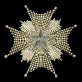 Sweden, Kingdom, Order of the North Star, Grand Cross Star, 74mm, silver, unmarked, in fitted case, the inside silk...