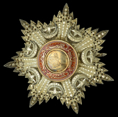 Ottoman Empire, Order of the Medjidieh, Second Class breast Star, 82mm, silver, gold appliqué, and enamel, silver...