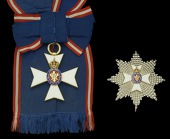 The Royal Victorian Order, G.C.V.O., Knight Grand Cross set of insignia, comprising sash badge, silver-gilt and...