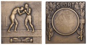 FRANCE, Boxe [Boxing], 1940, a bronze award plaque by R.-A.-A.-J. Baudichon and P.-A. Morlon, two male boxers in a...