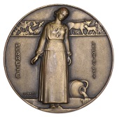 FRANCE, Perrette et le pot au lait [Perrette and the Milk Pot], 1940, an Art Déco uniface bronze medal by J.-É.-L....