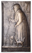 FRANCE, Annette – La Folle [Annette, the Mad Woman], 1899, a uniface cast bronze plaque by O. Yencesse, elderly...