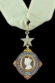 The Most Exalted Order of the Star of India, C.S.I., Companion’s neck badge, gold and enamel, with central onyx...