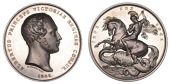 ENGLAND, Prince Albert, 1845, a silver personal award medal by W. Wyon, bust right, rev. St George and dragon, edge...