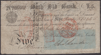 Bath Old Bank, for Hobhouse, Phillott & Lowder, £5, 19 December 1840, serial number F2324, Lowder signature,...