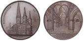 GERMANY, Münsterkirche du Bonn [Bonn MInster], 1855, a copper medal by J. Wiener, front elevation of the Minster,...