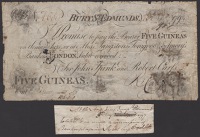 Bury St Edmunds, for John Spink and Robert Carss, 5 Guineas, 18 November 1794, serial number A609, Carss manuscript...