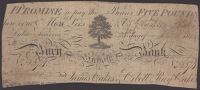 Bury & Suffolk Bank, for James Oakes & Orbell Ray Oakes, £5, 25 September 1816, serial number A374, trimmed,...