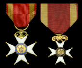 Spain, Kingdom, Royal and Military Order of St. Ferdinand, a reduced-size Knight’s breast badge, 30mm including...