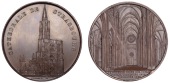 FRANCE, Cathedral de Strasbourg [Strasbourg Cathedral], 1861, a copper medal by J. Wiener, front elevation of the...