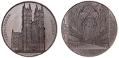 ENGLAND, Westminster Abbey, 1855, a copper medal by J. Wiener for G.R. Elkington & Co, front elevation of the Abbey,...