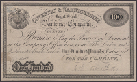 Coventry & Warwickshire Joint Stock Banking Company, proof £100, 18-, no signature or serial numbers, pencil...