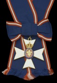 The G.C.V.O. Dame Grand Cross sash badge awarded to the Duchess of Devonshire, Mistress of the Robes to H.M. Queen...