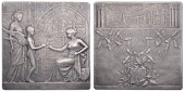 BELGIUM/FRANCE, Exposition Universelle, Brussels, 1910, a plated square bronze plaque by O. Yencesse for the Comité...