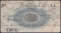 Frome Bank, Somersetshire, for George, Shewell, Willoughby, Sparks, Willoughby & Sparks, proof £1, 18-, no serial...