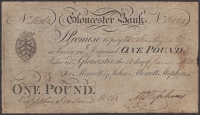 Gloucester Bank, for Merrott & John Merrott Stephens, £1, 12 June 1815, serial number U562, Stephens signature,...