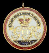 Recovery from Illness badge, 1789, gold and enamels, 36mm, Royal cypher, surmounted with legend ‘regi amato...